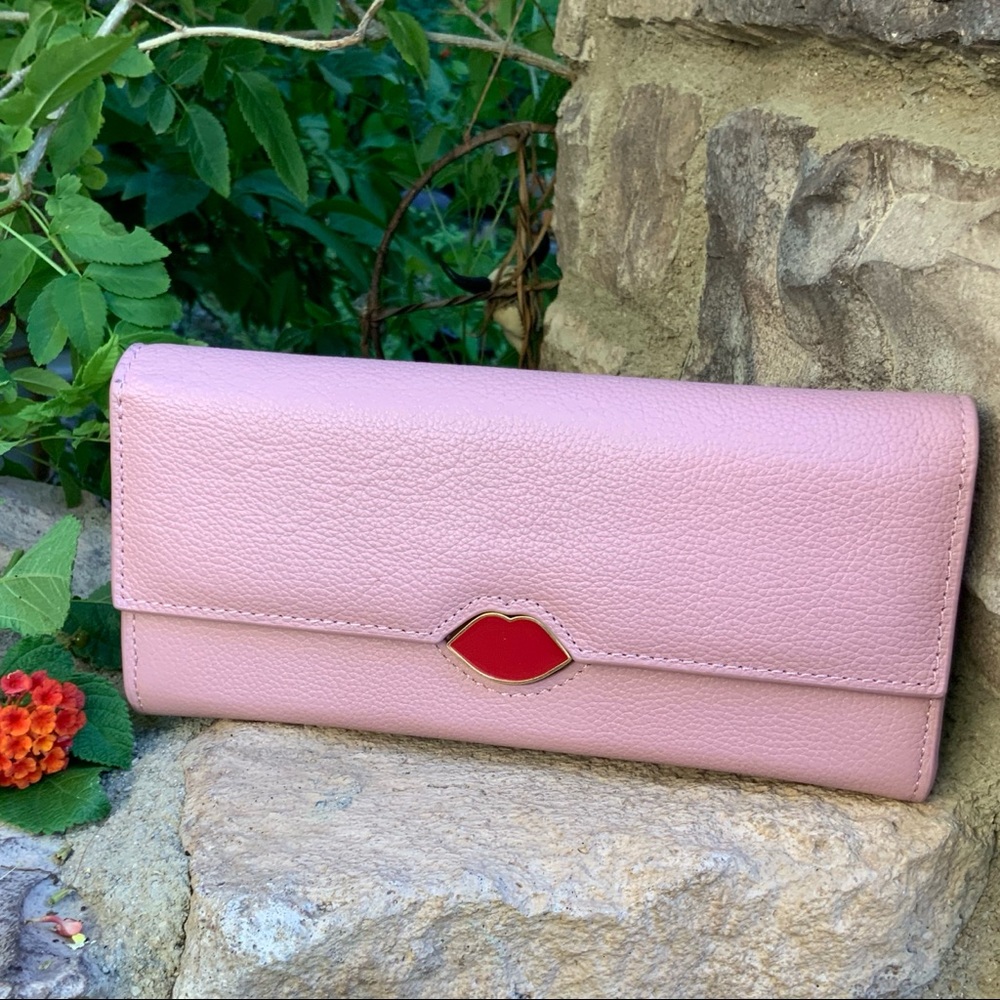 LULU GUINNESS pink lip Cora leather wallet - Picture 6 of 16
